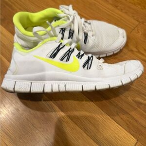Nike Kids White and Neon Green Athletic Shoes